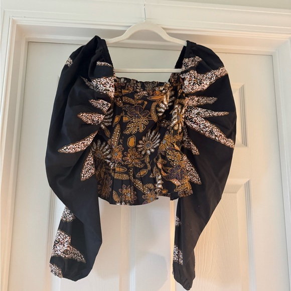 Cleobella Black and Brown Floral Blouse - Picture 1 of 1